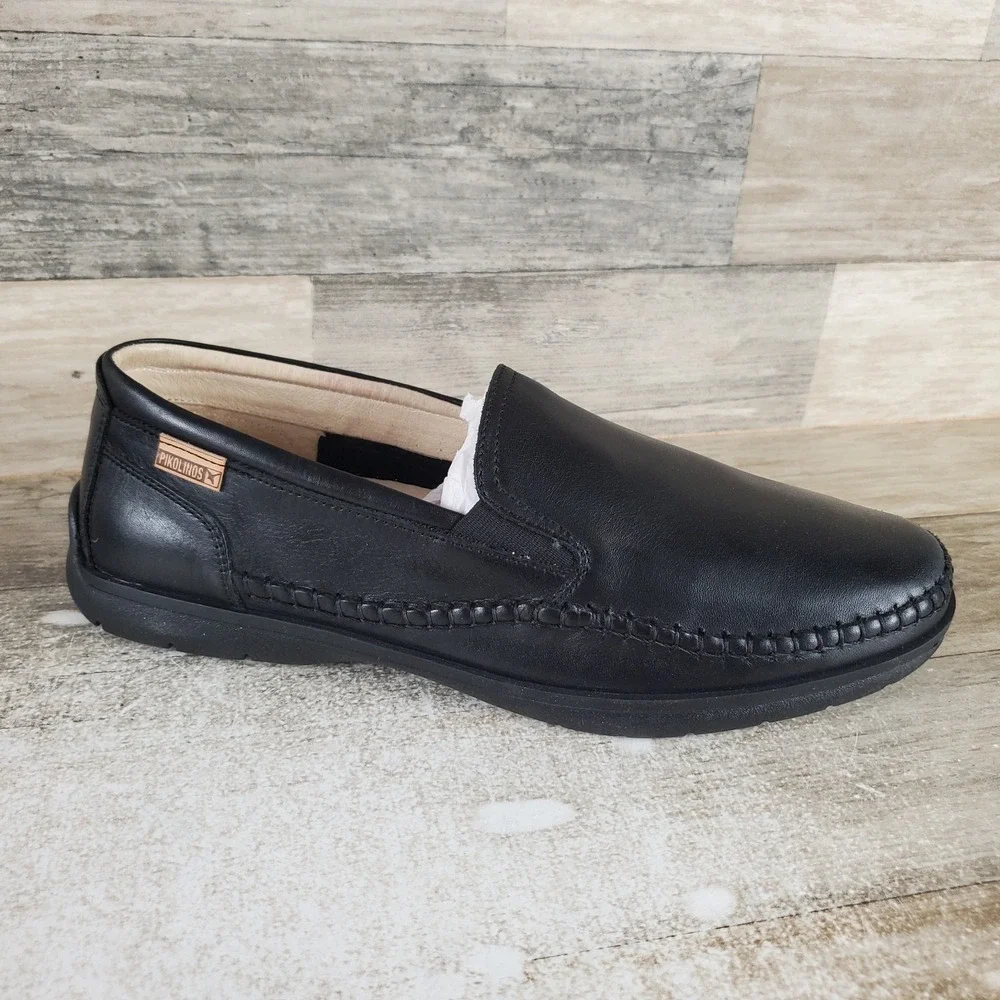 Pikolinos Marbella M9A-3111 Mens Loafers Sz 8 Black Leather Slip On Round Toe